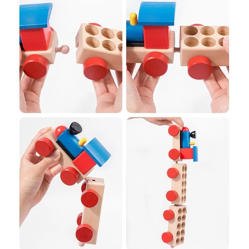 Ten Grid Array Small Train Educational Building Blocks ausili per la prima educazione Digital addizione sottrazione operazione gioco giocattolo in legno