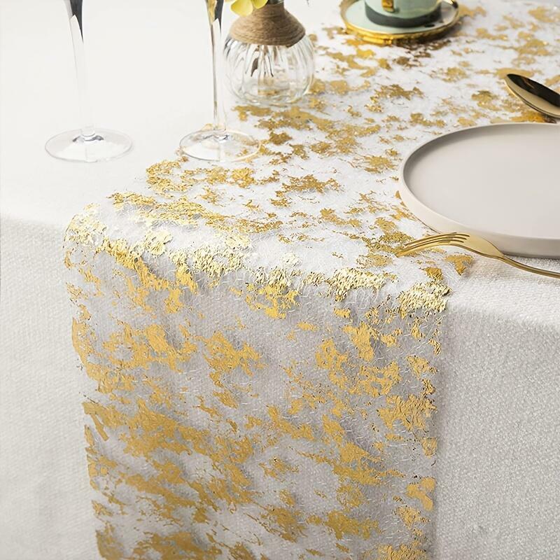 ที่คาดโต๊ะแบบบางสีทองเมทัลลิกลิตเตอร์เลื่อมสีทอง/สีเงินตกแต่งคริสต์มาสแต่งงาน