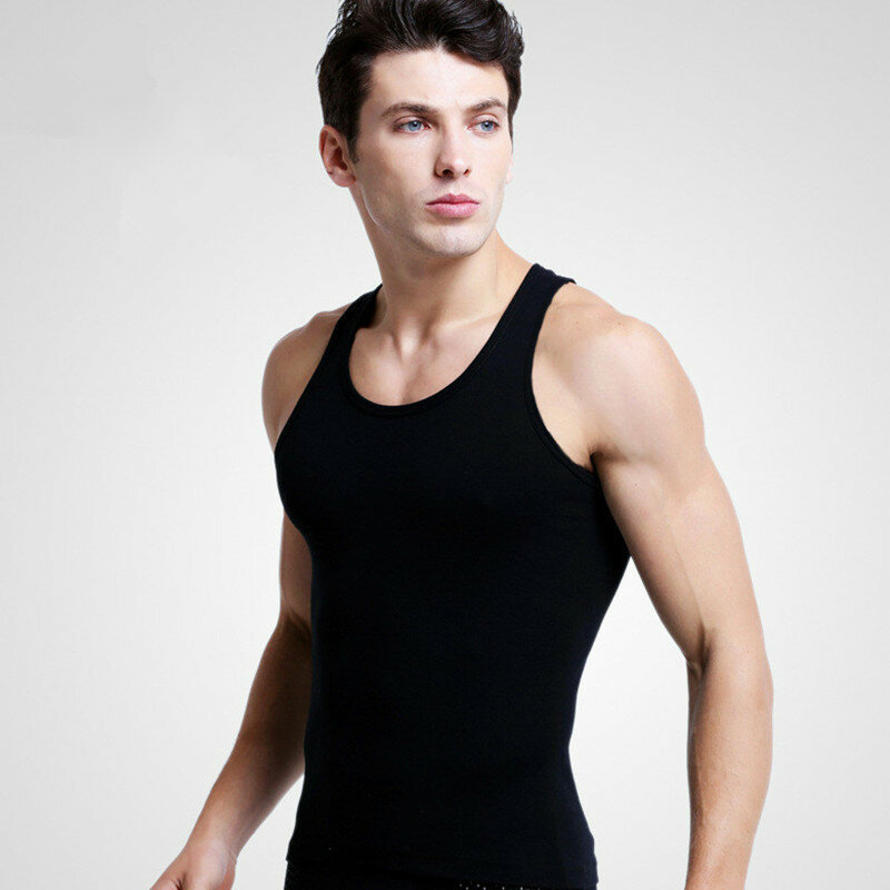 M-xxxl-ropa interior de algodón para hombre, chaleco muscular sólido sin mangas, camiseta sin mangas con cuello, 3 piezas, gris, blanco y negro