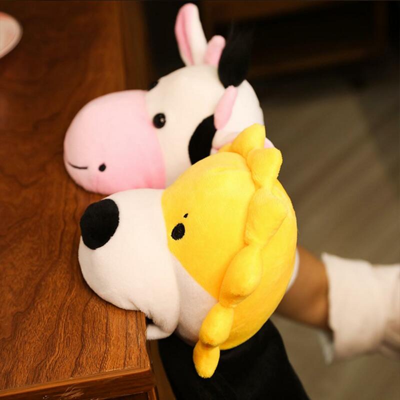 Pluszowe zwierzę pacynka lew w stylu kreskówki/krowa pluszowa zabawka ręcznie marionetka na palec interakcji rodzic-dziecko