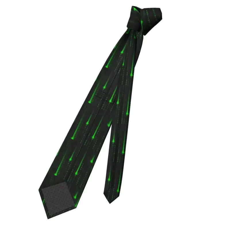 Custom Matrix Code Tie Men Classic Silk Programming Code Pattern Neckties for Wedding