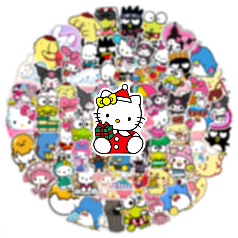 10/30/50/100 Viên Dễ Thương Sanrio Hoạt Hình Anime Hello Kitty Kuromi Dán Thẩm Mỹ Decal Điện Thoại Laptop sổ Lưu Đồ Bộ Miếng Dán