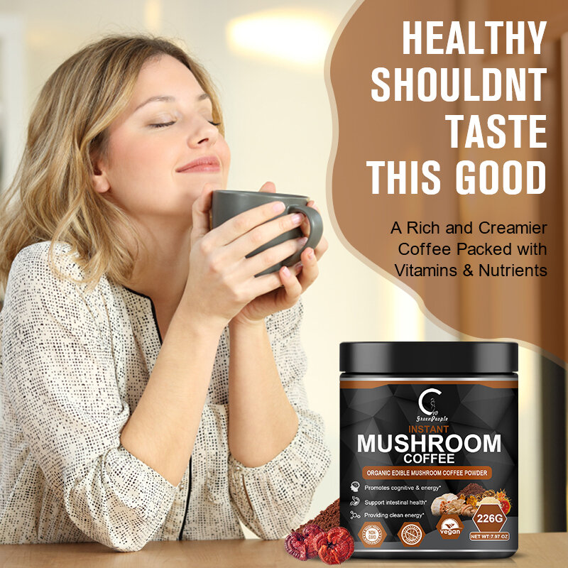 Mushroom Coffee Supplement Ganoderma Lucidum Cordyceps Sinensis Energy,Mental Clarity And Concentration Support-Brain Booster