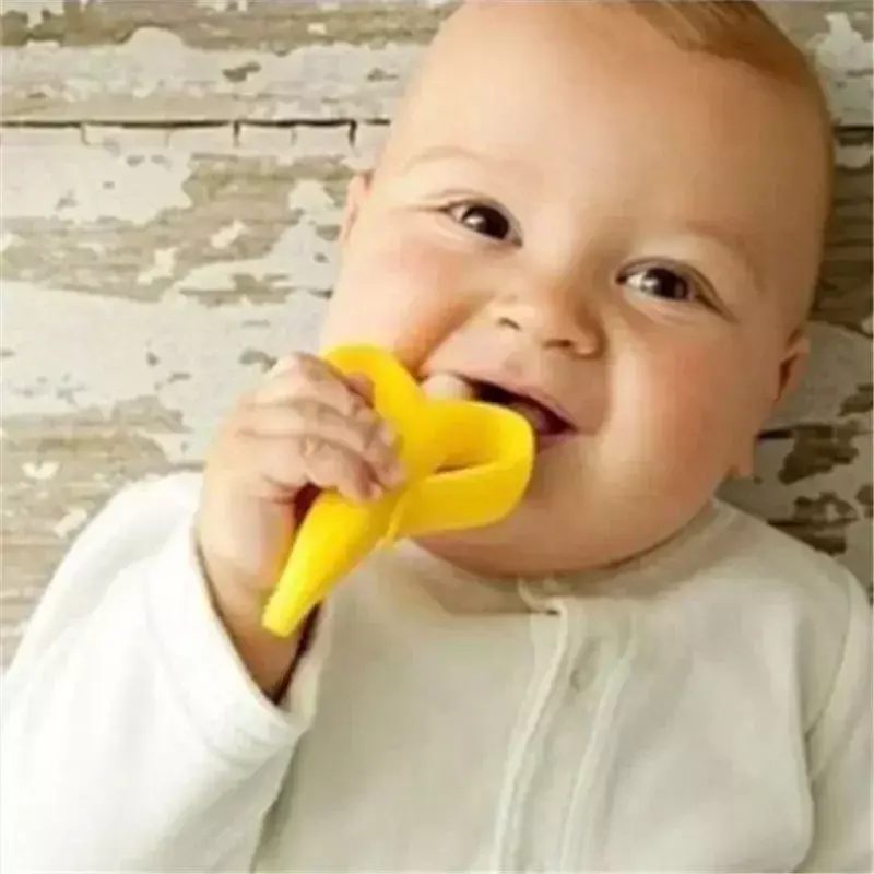 Baby's Silicone Training Toothbrush, BPA Free, Banana Shape, Safe Toddler Teether, Chew Toys, Teething Ring Gift, Acessórios infantis