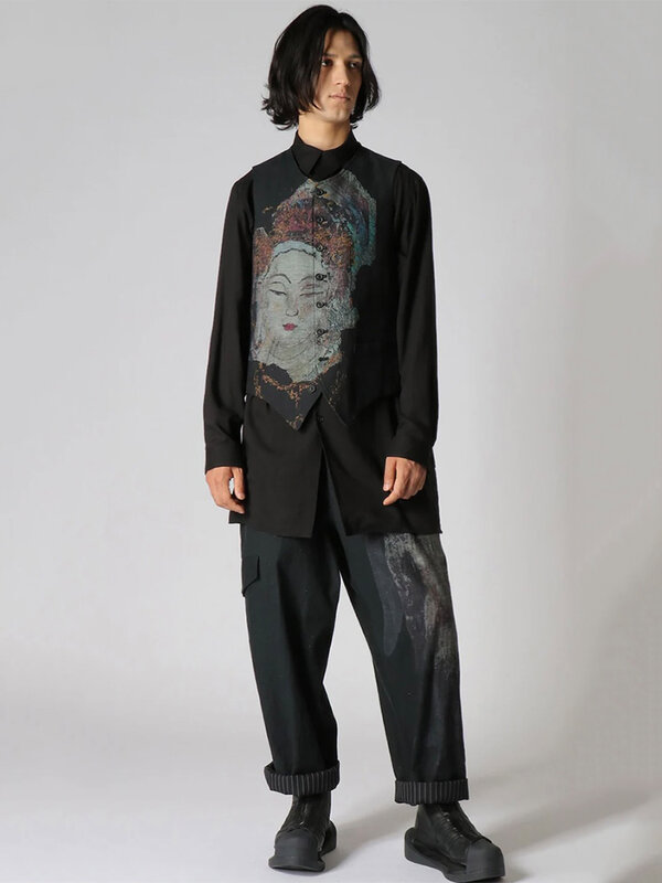 Buddha Guanyin vest Luxury designer yohji yamamoto homme Men's suit vest for men Waistcoat Unisex men vest for women casual vest