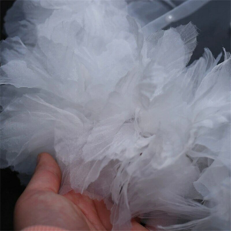 Bridal Veil Hair Hoop 3D Flower for Bachelorette Party Head Covering Scarf