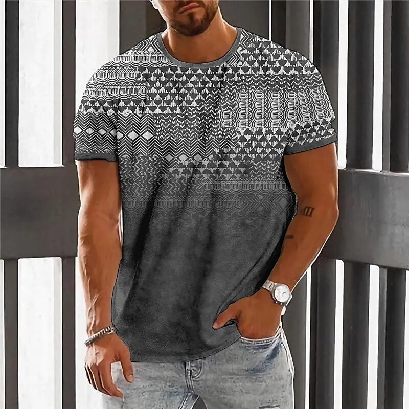 Vintage Ethnic Style Men's T Shirt Dashiki Traditional Wear Clothing Short Sleeve Casual Retro Streetwear Clothes For Men 2024