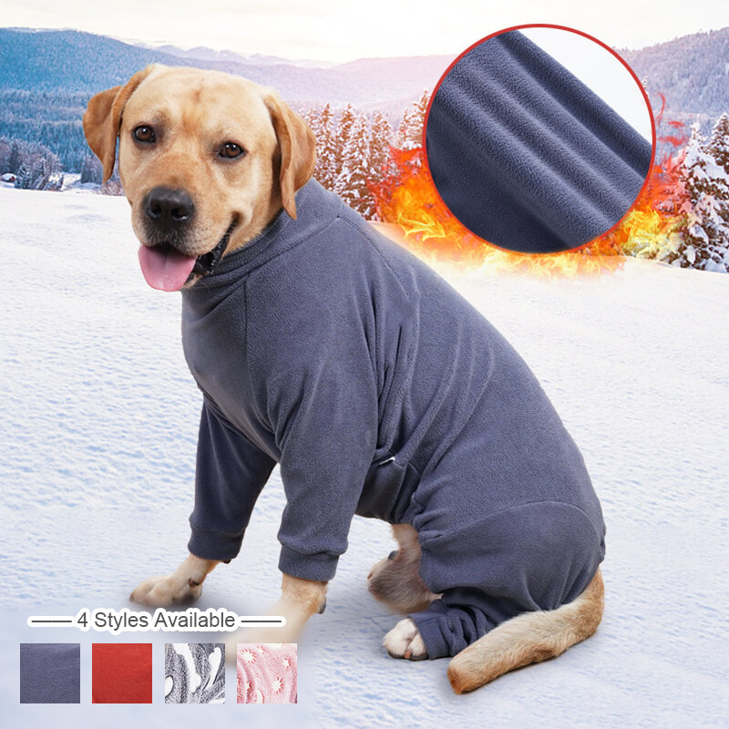 Nieuwe Winter Hond Kleding Honden Sweatshirt Warme Flanellen Hond Pyjama Gewatteerde Kleding Voor Middelgrote Grote Honden Labrador Kleding