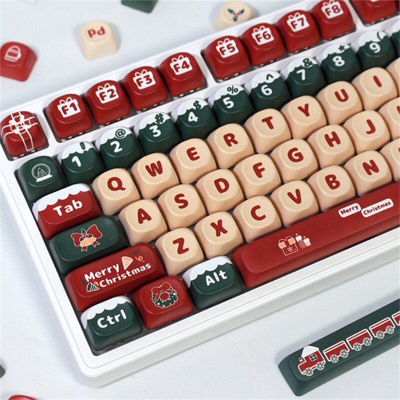 メリークリスマステーマキーキャップ PBT プロファイル MOA 130 キー DIY レイアウトメカニカルキーボードカスタマイズキーキャップ T5EE