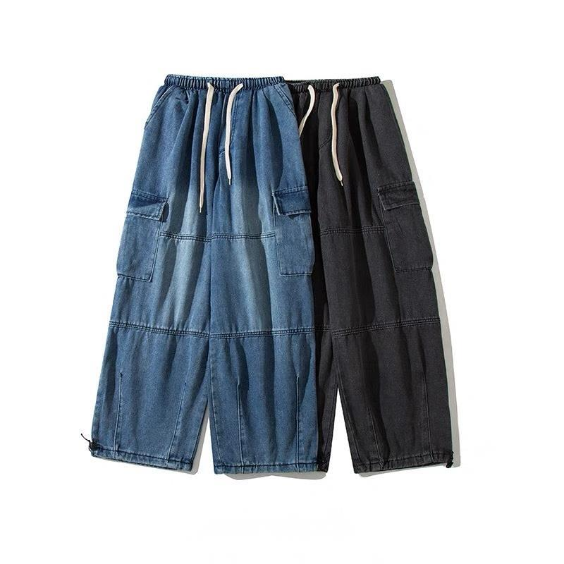 Y2k pantalones vaqueros rectos de estilo coreano para hombre, ropa de calle Punk, hip hop, Vintage, pierna ancha, monos con bolsillo grande, gran oferta