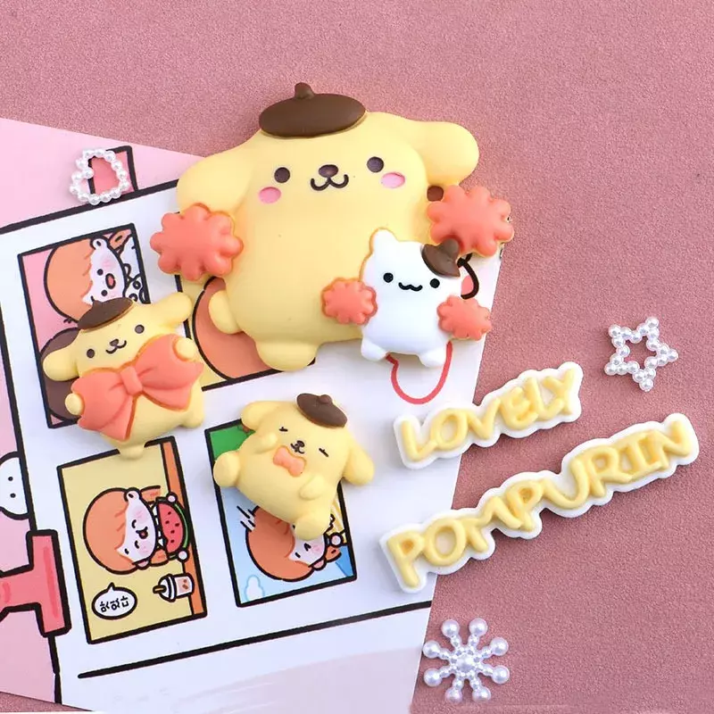 Sanrios Hellokittys Kuromi My Melody Cinnamoroll Resin Accessories Cartoon DIY Cream Gum Phone Case Material Cute Cup 3d Sticker