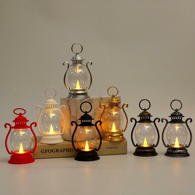 Lampu String LED portabel Vintage, lampu tenda lampu minyak kecil dekorasi rumah bertenaga baterai lampu poni genggam suasana