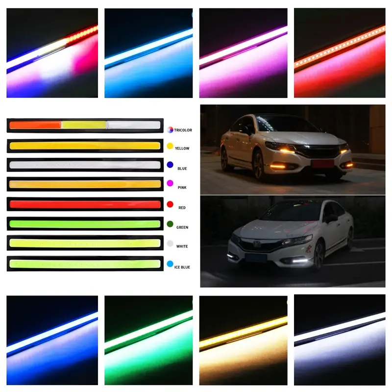 Luz diurna Universal de 2 piezas y 17CM, piezas de automóviles, luces Led impermeables DC12V, tira LED COB DRL, lámpara Interior para coche