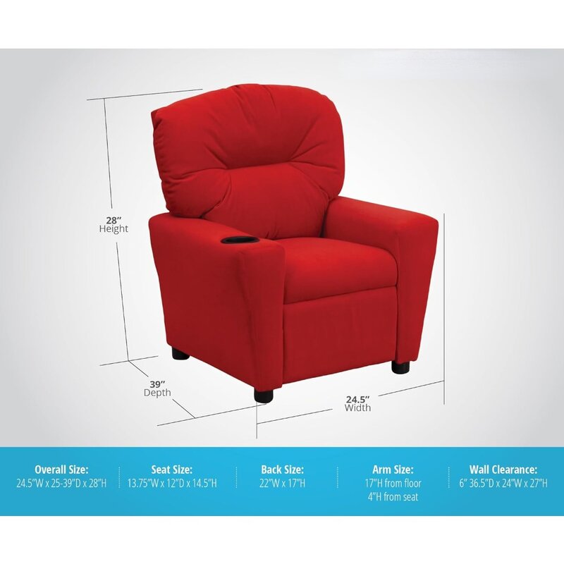 Children's sofa, ultra-fine fiber children's lounge chair, with cup holder, can support 90 pounds,modern children's lounge chair