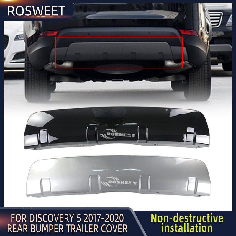 Couvercle de remorque de pare-chocs arrière, plaque de protection inférieure, noir et argent, accessoires de voiture, Land Rover Discovery 5 L462, 2017, 2018, 2019, 2020