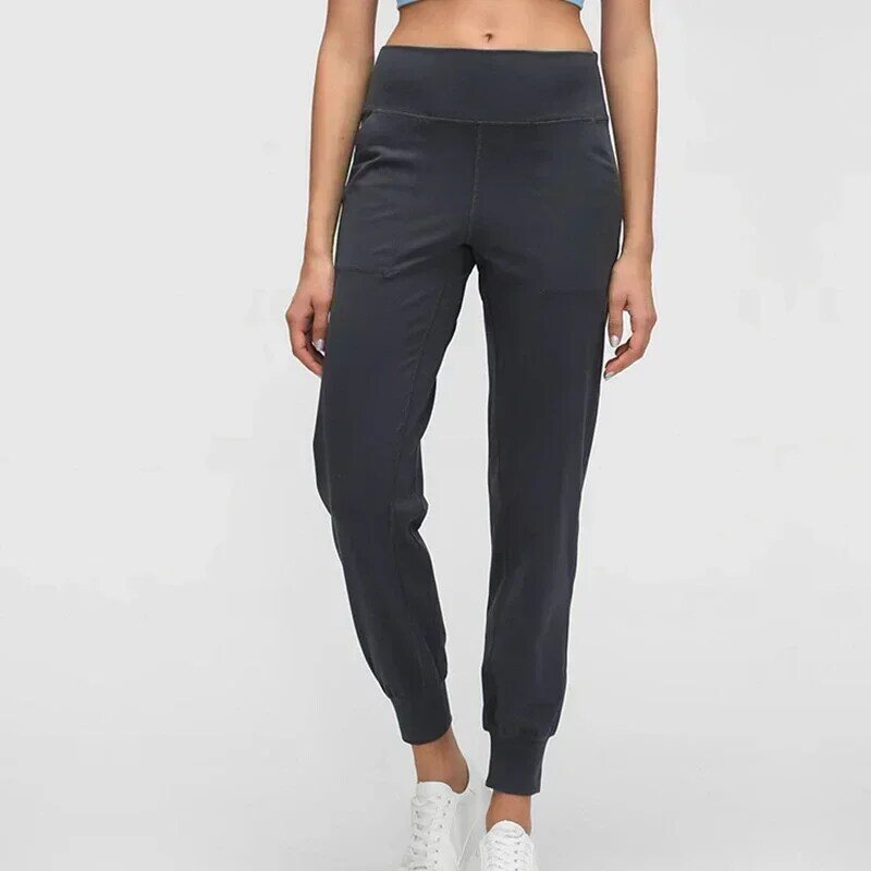 Celana Yoga elastis untuk wanita, celana Joger santai pinggang tinggi, celana Jogging kebugaran pinggang elastis desain untuk bergerak