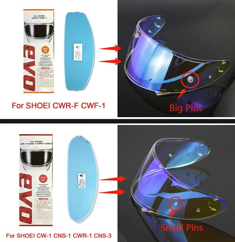 Pinlock Motocicleta Capacete Viseira, Filme Anti Fog, Capacetes Lens Film para Shoei X14, CW-1, CWR-1, CNS-1, CNS-3, CWRF, CWF1, Z8