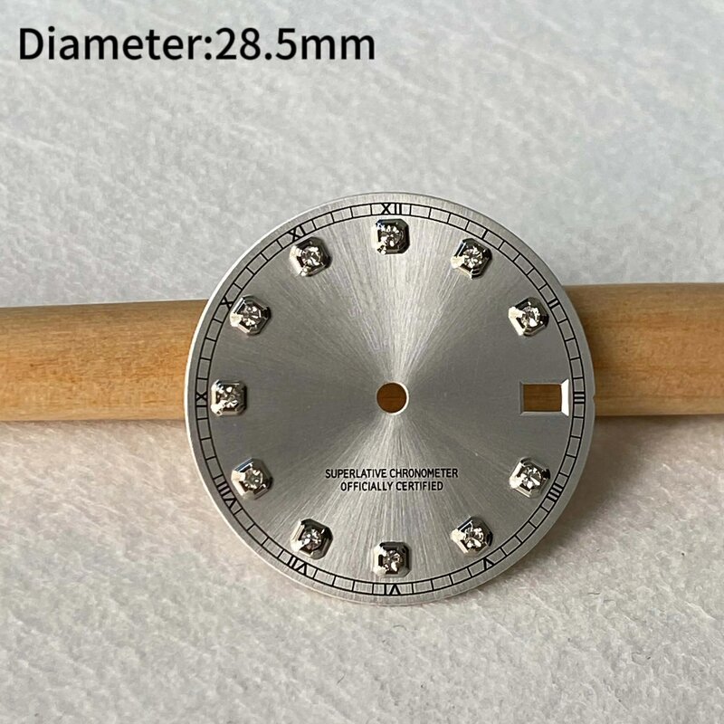 28.5mm dial rose diamond nail calendar log with diamond text, suitable for NH36 movement dial custom watch accessories