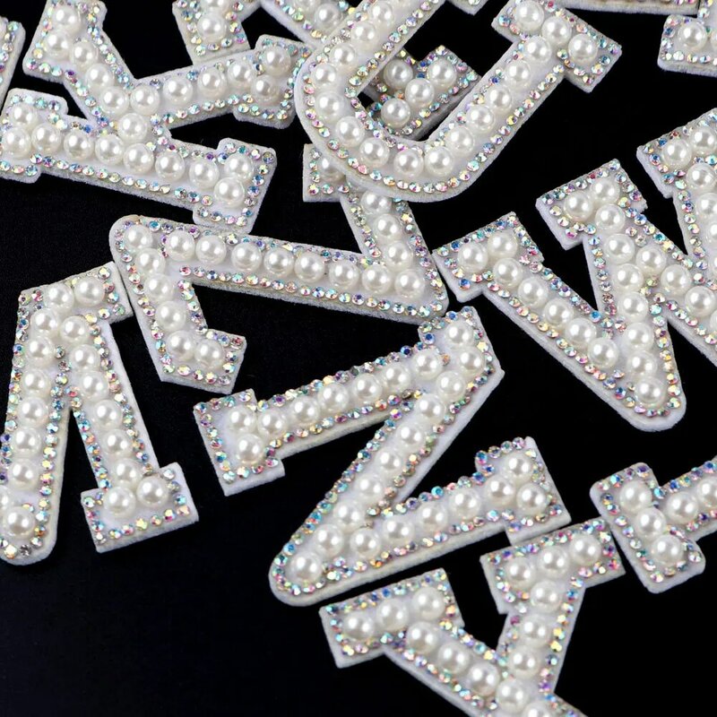 Parche de diamantes de imitación con letras en inglés, parche prensado a mano, bolsa de ropa, decoración artesanal hecha a mano, 26 letras