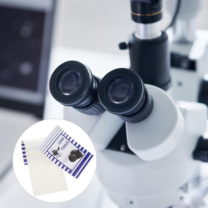 100 Stuks Stofvrije Doekjes Microscoop Camera Lens Reiniging Papier Camera Veeg Microscoop Brillen Kit Schoner Weefsel (Wit)