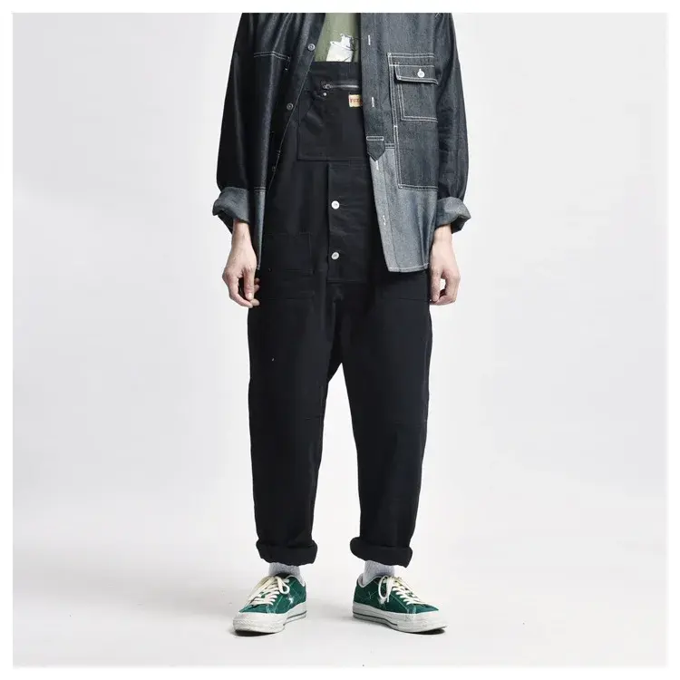 2023Hip Streetwear chmiel na szelkach japoński stylu Harajuku męskie spodnie kombinezony męskie kobiety para luźne spodnie Cargo z szerokimi nogawkami