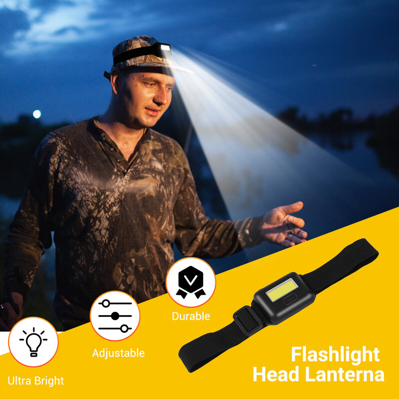 Cob Led Mini Head Light Lamp Headlight 3 Modes Rainproof Head Torch Flashlight Head For Outdoor Camping Fishing