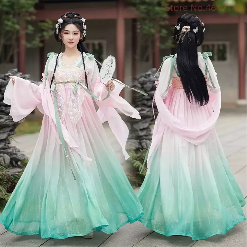 Hanfu Ming Dynastie weibliche Bühne Fee Kostüm Tüll Kleid für Frauen Mädchen Student billige China Kleidung alte chinesische Kleidung