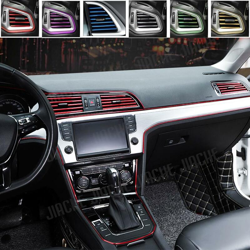 Universal Car Ar Condicionado Ventilação Tiras, U Forma Chrome, colorido e brilhante, Trim Tiras Decoração, 10pcs por conjunto, 20cm