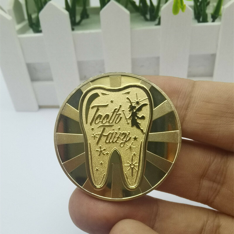 Spedizione gratuita 50 pz/lotto New Tooth Fairy Money moneta commemorativa placcata in oro Creative Kids Tooth Change Gifts Coin Souvenir