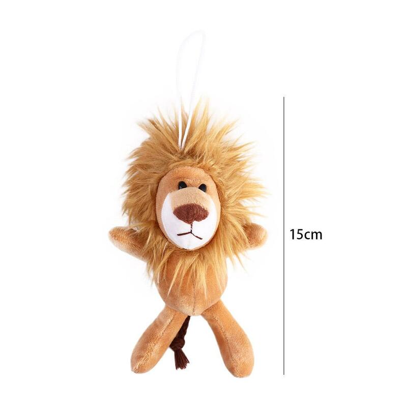 Tas liontin boneka lembut kartun singa kecil lucu gantungan kunci mainan boneka Aksesori Mobil mewah gantungan kunci boneka singa lucu