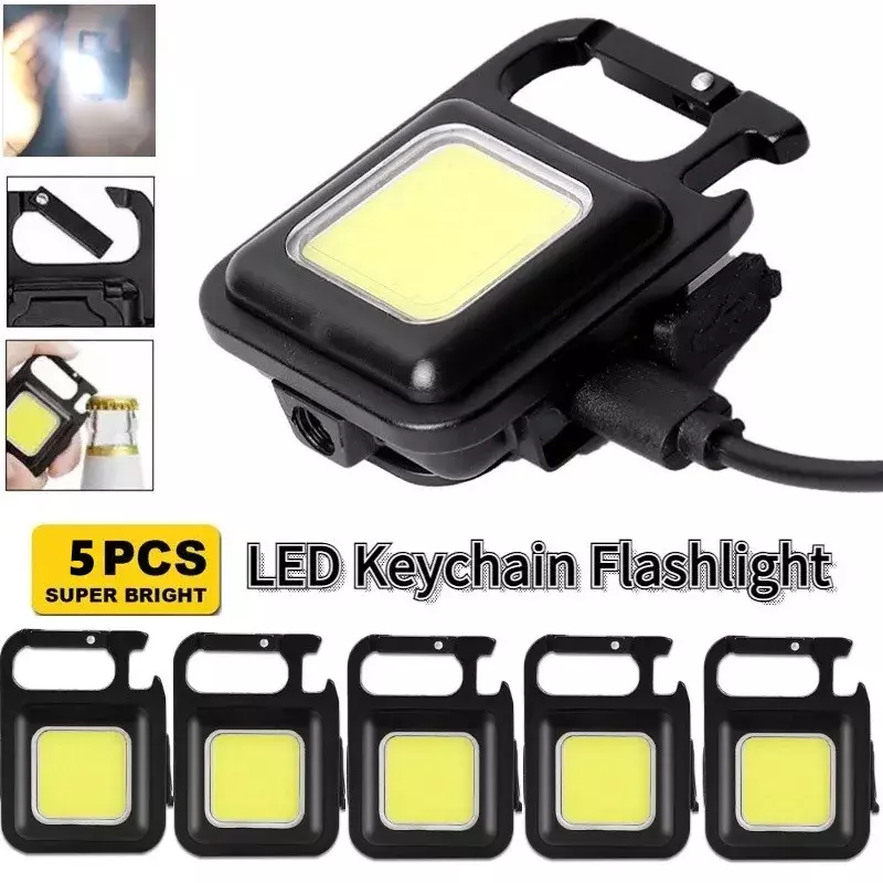 1-5 stücke im Freien Camping Wandern Mini Taschenlampe Schlüssel bund Cob LED-Licht wiederauf ladbare Cob Licht wasserdichte tragbare LED-Arbeits scheinwerfer
