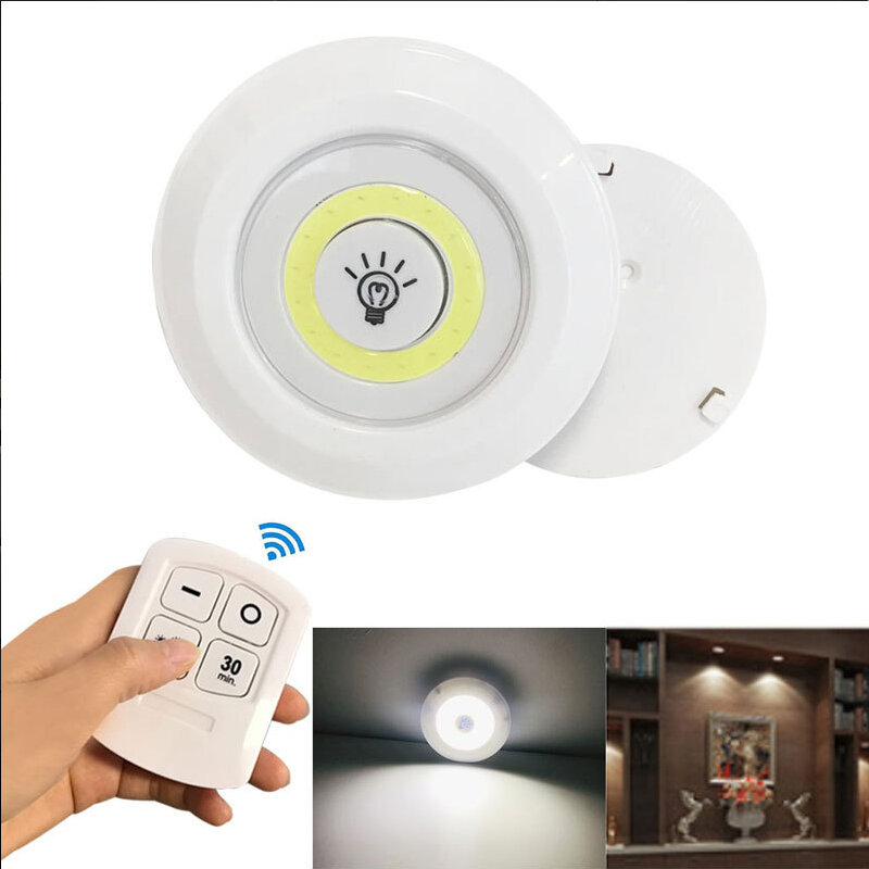 Petite veilleuse LED sans fil télécommandée, décoration d'armoire créative, spot, lumière à induction, lampe de chevet et de couloir