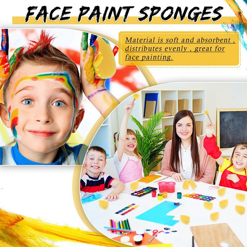 Esponja de pintura facial de pétalos para niños y adultos, suministros de pintura facial de alta densidad, trabajo de arte, 24 piezas
