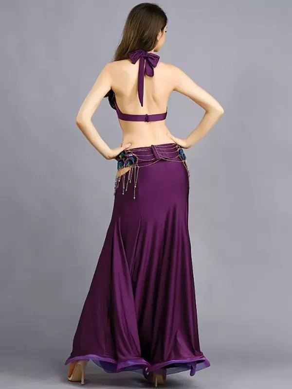 Sukienka z spektakl taneczny na brzuch z długim zestaw spódnic seksownym kostiumem klubowym orientalny strój taneczny sukienka do tańca towarzyskiego