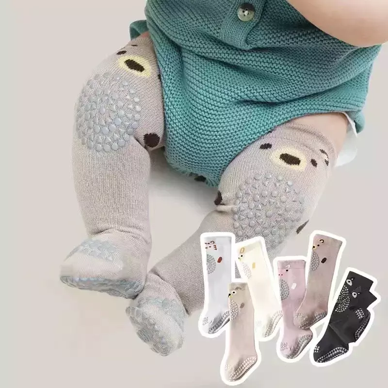 Baby Knee High Crawling Socks Toddler Kids Safety Knee Pad Protector Cartoon Long Socks Newborn Baby Items Accessories