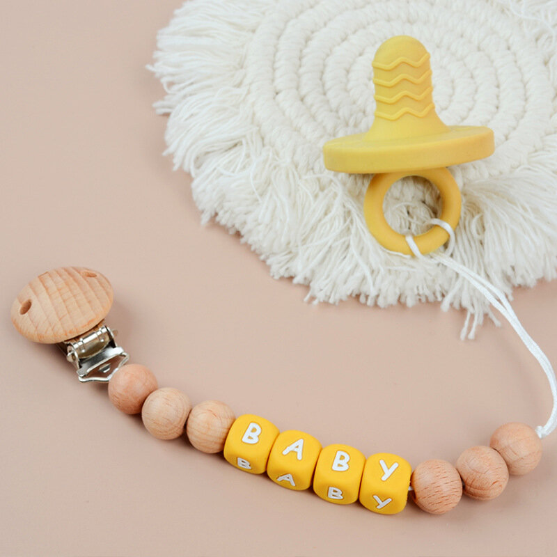 Baby silicone chupeta clipe com nome personalizado, cor chupeta clipe, suporte do mamilo, acessórios de corrente, dentição brinquedos, bpa livre