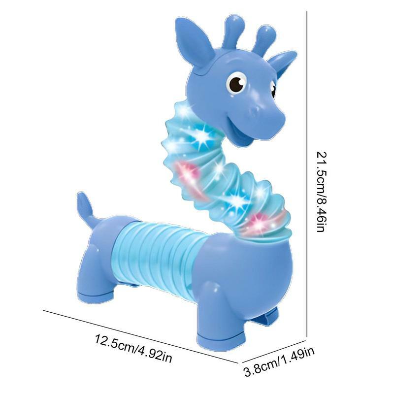 Różnorodność dinozaurów teleskopowa Pop Tube zabawka Puzzle DIY Luminous dekompresja długa szyja dinozaury Fidget zabawki dla dorosłych dzieci