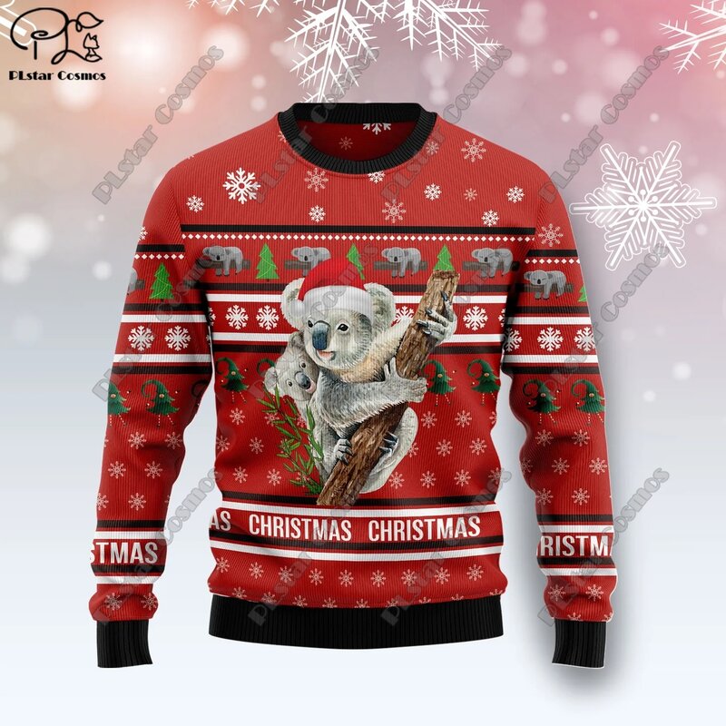 New 3D printed Christmas elements Christmas tree Santa Claus pattern art print ugly sweater street casual winter sweater S-7