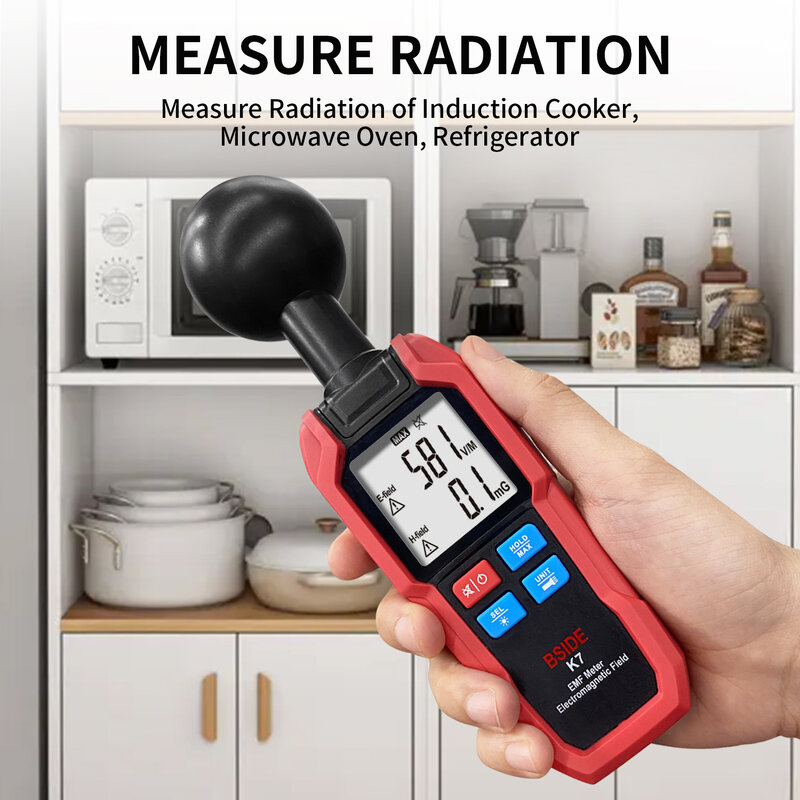 BSIDE EMF Meter Professional Electromagnetic Field Radiation Detector Handheld Radiator Electric Magnetic Dosimeter Geiger Test
