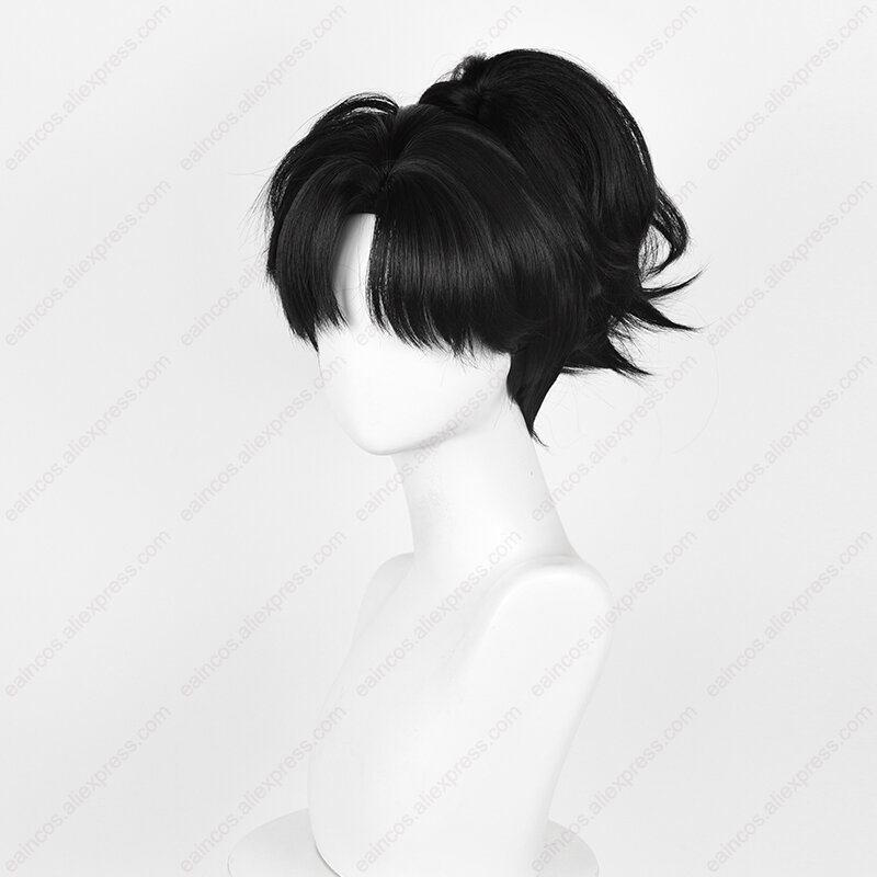 Reverse:1999 An-an Lee Cosplay Wig 30cm Black Short Ponytail Wigs Heat Resistant Synthetic Hair