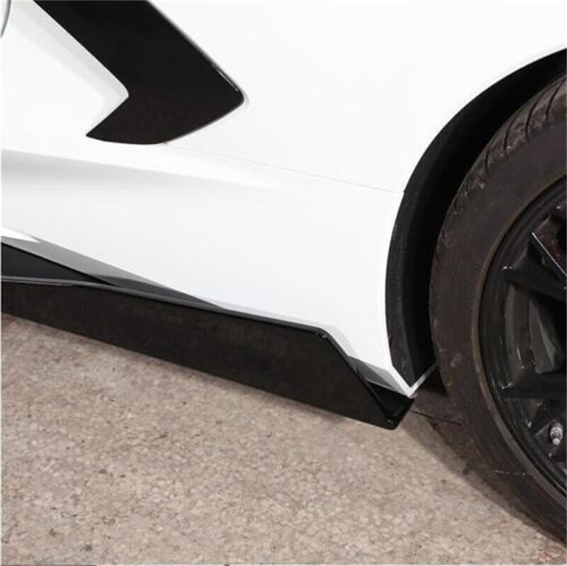 Extension de jupes latérales de style 5VM pour Corvette C8 2020-2024, noir brillant, motif carbone, pièces extérieures automatiques, accessoires