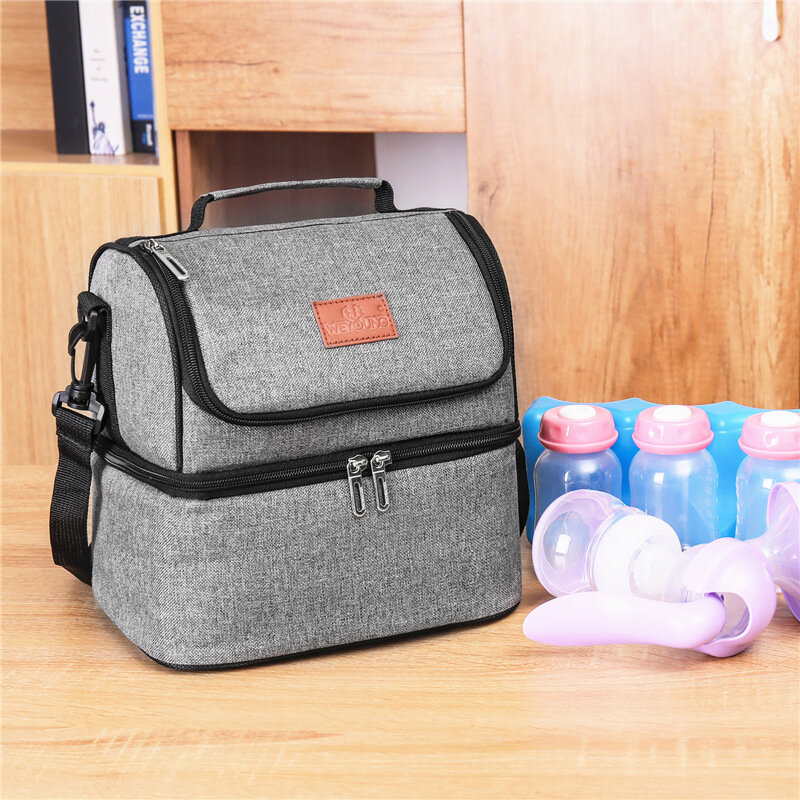 Multifunções Double-Deck Cooler Lunch Box, portátil isolado Food, tecido Oxford, sacola para trabalho, viagens, piquenique, sacos