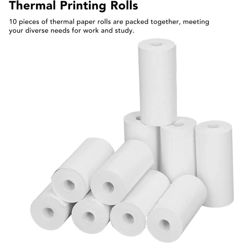 Rouleaux de papier imprimables pour mini imprimante, étiquette thermique, papier blanc, sensible à la chaleur, 57x25mm, 10 rouleaux