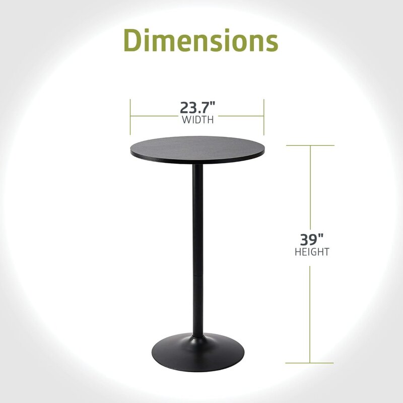 Round Bar and Pub Table, Black, Pack 2