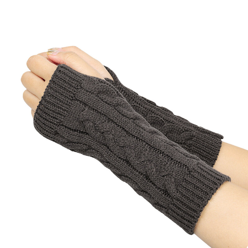 Guanti lavorati a maglia senza dita caldi invernali coreani all'aperto guanti elasticizzati in tinta unita da donna guanti con dita a vista scaldamuscoli Guantes