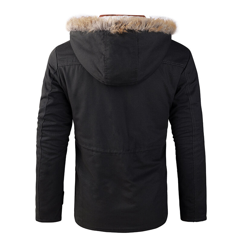 2022 Autumn Winter Thicken Fleece Warm Removable Hood Parka Men Fashion Casual Parka Outwear Men Windproof Zipper Parka Men 5XL