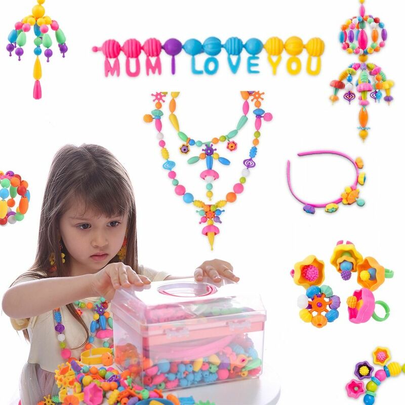 Coloridos Pop Beads para Fazer Jóias, partículas grandes, Snap Bead, Beading sem fio, Princesa Pulseira, Kit DIY, 500PCs