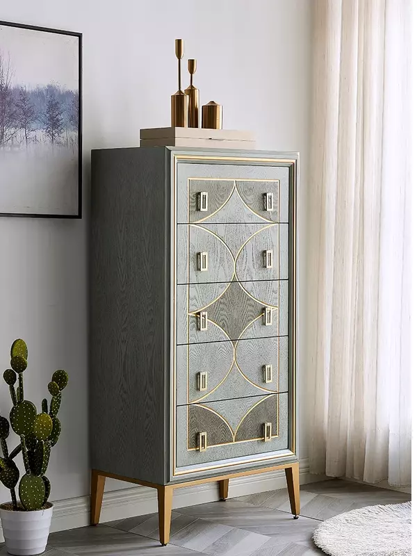 Organizer Side Cabinet Living Room Solid Wood Simple Modern Large Capacity Chest of Drawers