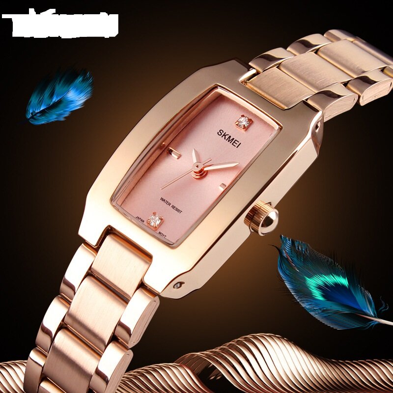 Relógio de pulso de quartzo resistente à água para mulheres, senhoras elegantes relógios, pequeno e requintado, pulseira de aço inoxidável, moda, luxo