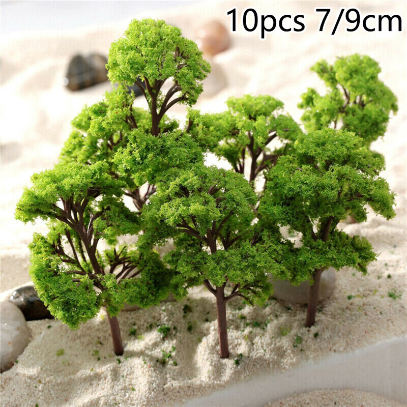 10pcs Model Tree Plastic Artificial Micro Landscape Tree Railway Landscape Decoration Park DIYScene Architectural Landscape Part